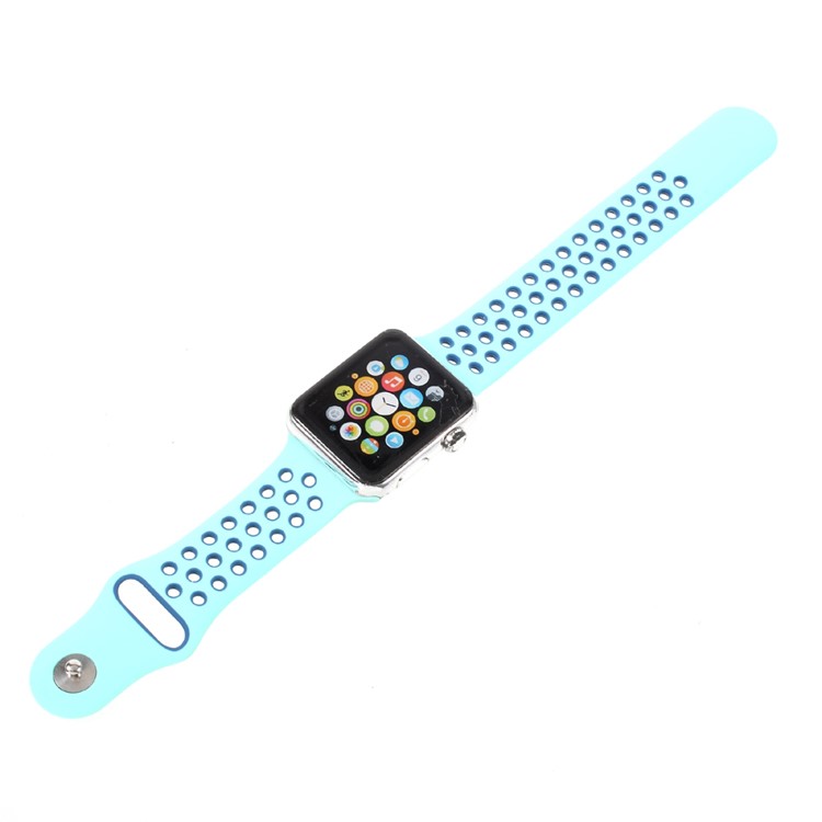 Soft Silicone Watchband Replacement Wrist Strap for Apple Watch 38mm Series 3 Series 1 Series 2 - Cyan-7