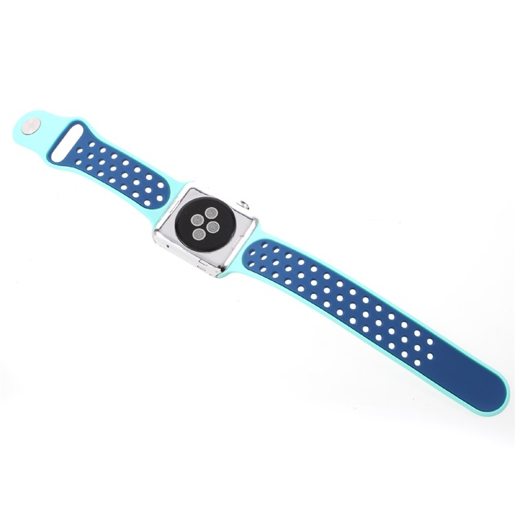 Soft Silicone Watchband Replacement Wrist Strap for Apple Watch 38mm Series 3 Series 1 Series 2 - Cyan-8