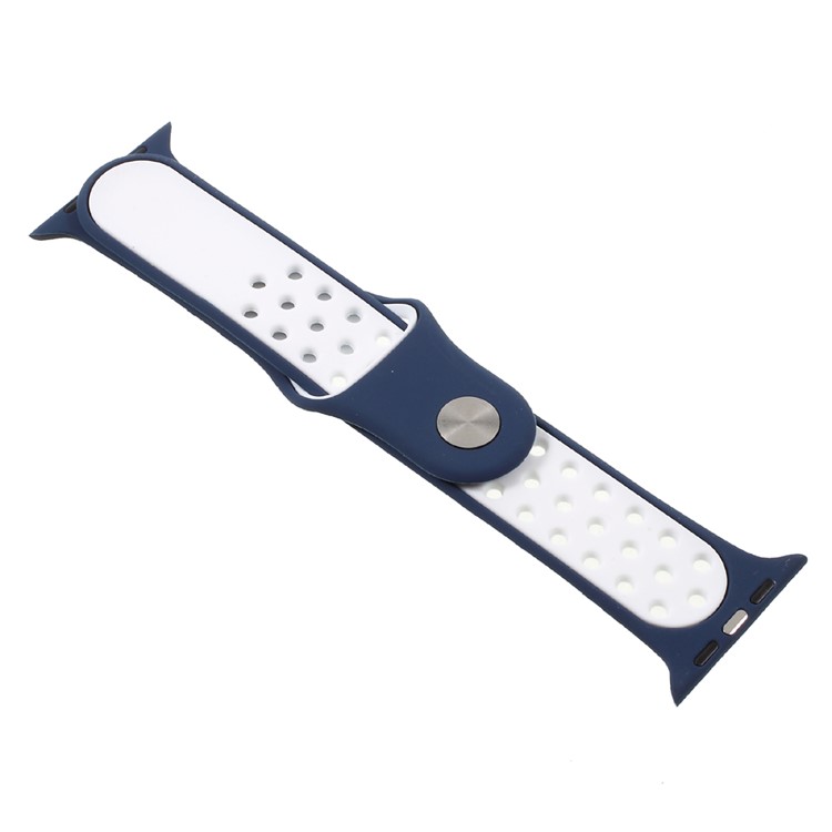 Soft Silicone Watchband Replacement Wrist Strap for Apple Watch 38mm Series 3 Series 1 Series 2 - White / Blue-6