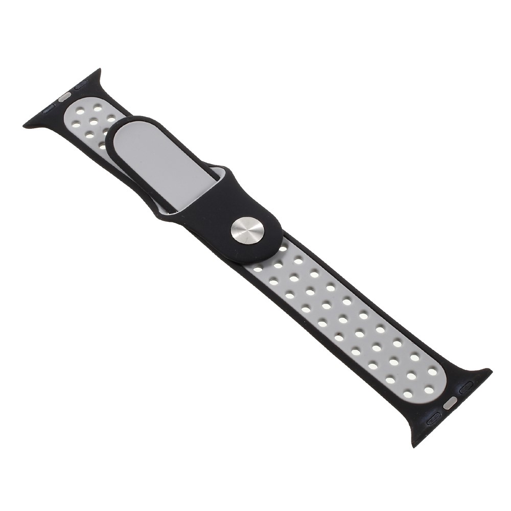 Hollowing Silicone Watchband Strap for Apple Watch Series 2 Series 1 42mm - Black-10