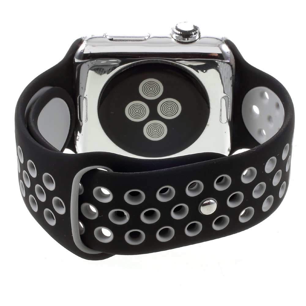 Hollowing Silicone Watchband Strap for Apple Watch Series 2 Series 1 42mm - Black-6