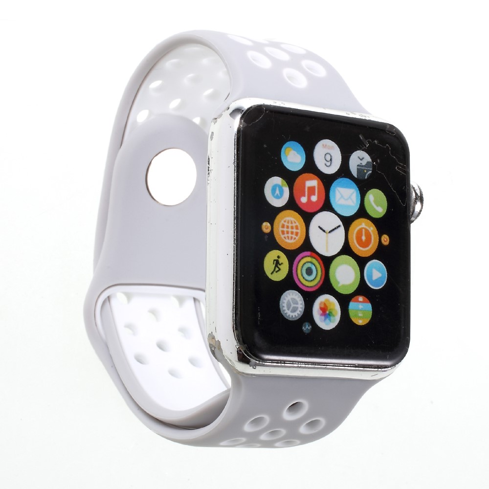 Hollowing Silicone Watchband Wrist Strap for Apple Watch Series 3 Series 2 Series 1 42mm - Grey-2