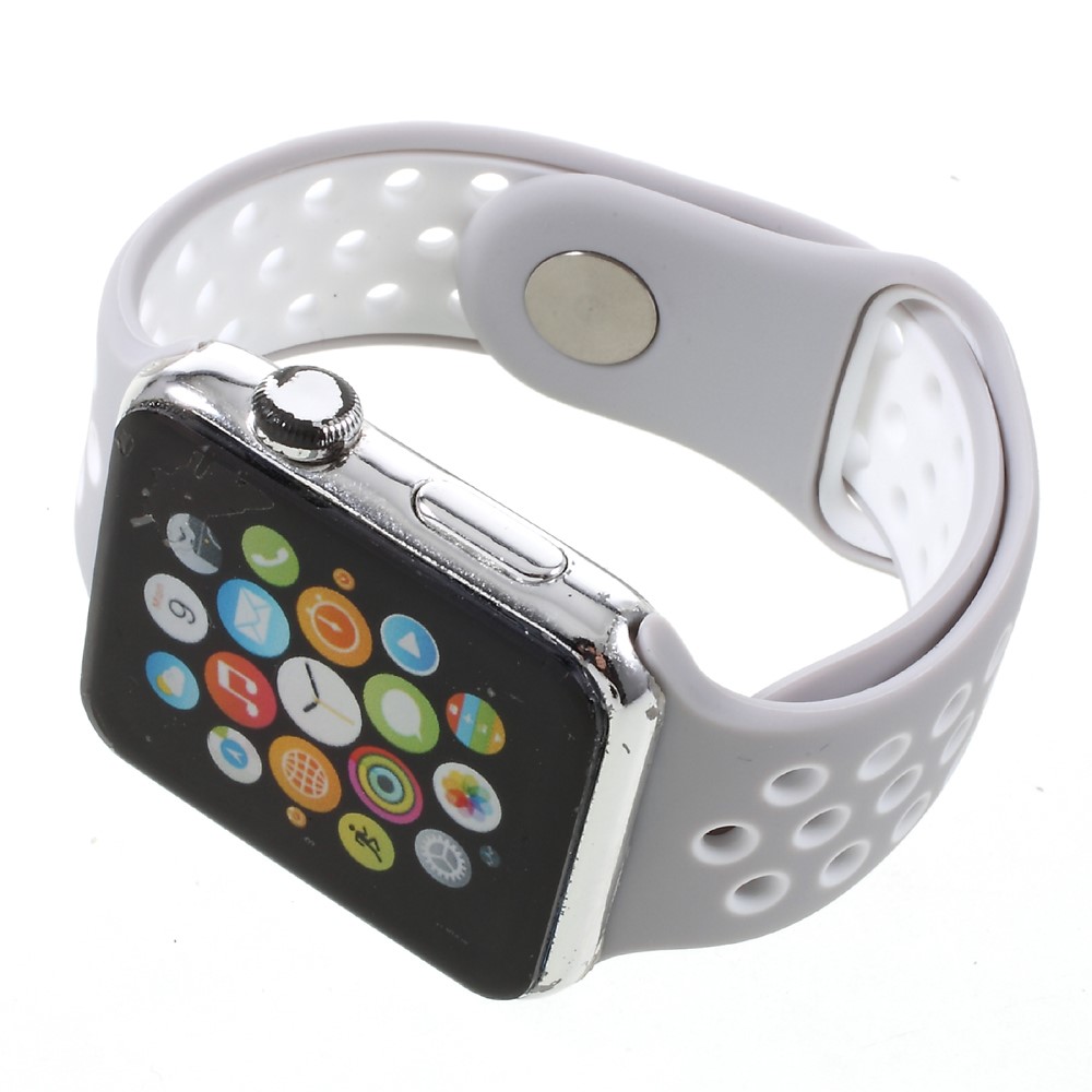 Hollowing Silicone Watchband Wrist Strap for Apple Watch Series 3 Series 2 Series 1 42mm - Grey-4