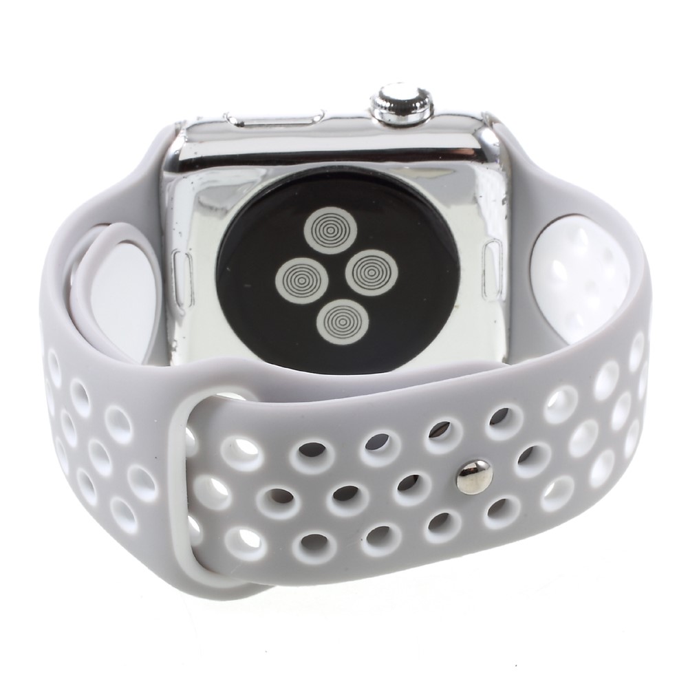 Hollowing Silicone Watchband Wrist Strap for Apple Watch Series 3 Series 2 Series 1 42mm - Grey-5