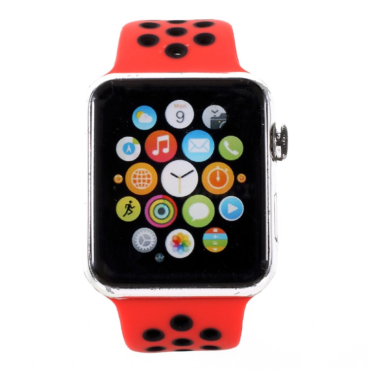 Hollowing Replacement Soft Silicone Watchband Strap for Apple Watch Series 3 Series 2 Series 1 42mm - Red-2