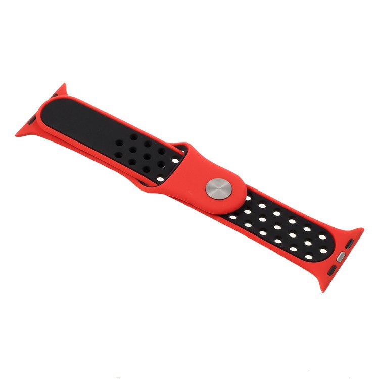 Hollowing Replacement Soft Silicone Watchband Strap for Apple Watch Series 3 Series 2 Series 1 42mm - Red-6