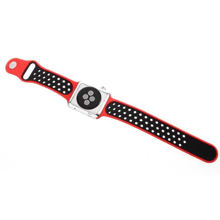Hollowing Replacement Soft Silicone Watchband Strap for Apple Watch Series 3 Series 2 Series 1 42mm - Red-8