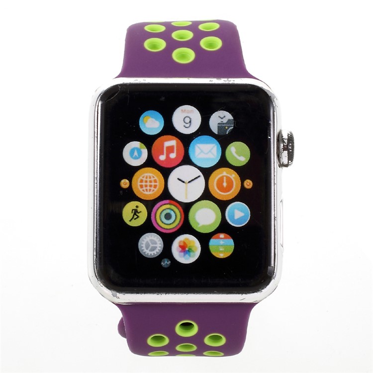 Hollowing Soft Silicone Wrist Strap Watch Band for Apple Watch Series 3 Series 2 Series 1 42mm - Purple-2