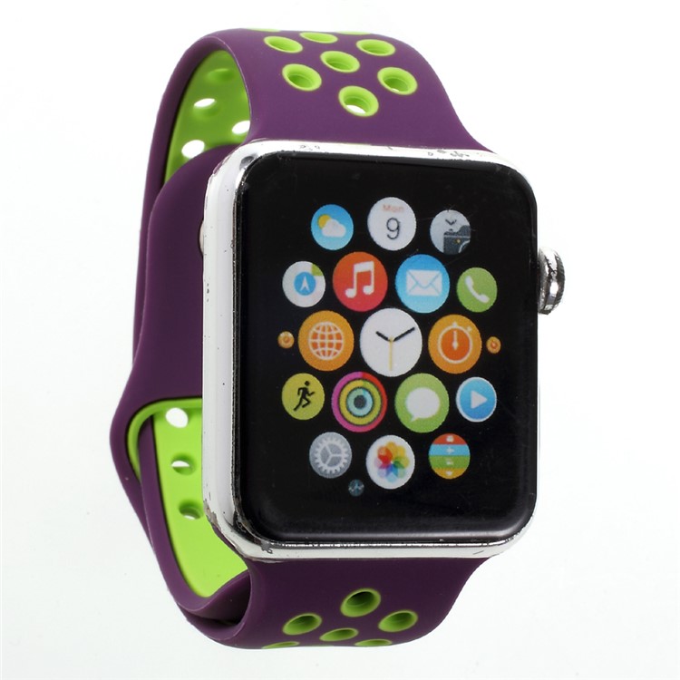 Hollowing Soft Silicone Wrist Strap Watch Band for Apple Watch Series 3 Series 2 Series 1 42mm - Purple-3