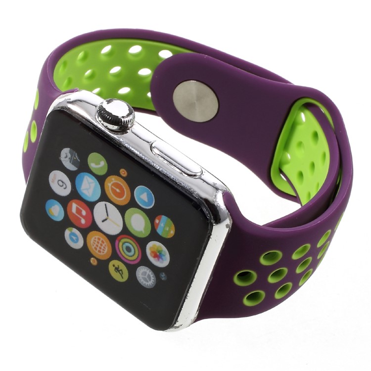 Hollowing Soft Silicone Wrist Strap Watch Band for Apple Watch Series 3 Series 2 Series 1 42mm - Purple-4
