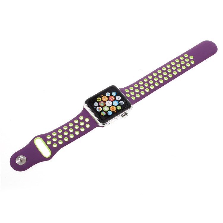Hollowing Soft Silicone Wrist Strap Watch Band for Apple Watch Series 3 Series 2 Series 1 42mm - Purple-7