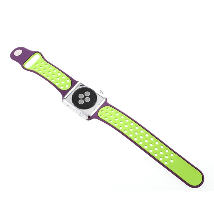 Hollowing Soft Silicone Wrist Strap Watch Band for Apple Watch Series 3 Series 2 Series 1 42mm - Purple-8