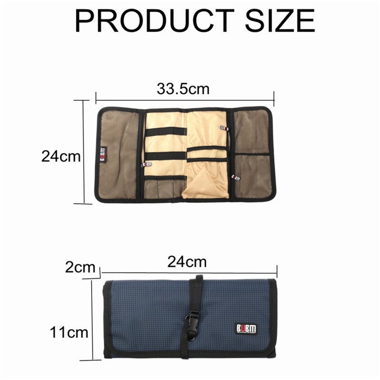 BUBM CJB-L Roll-up Electronics Accessories Case Storage Travel Organizer Bag - Black-6