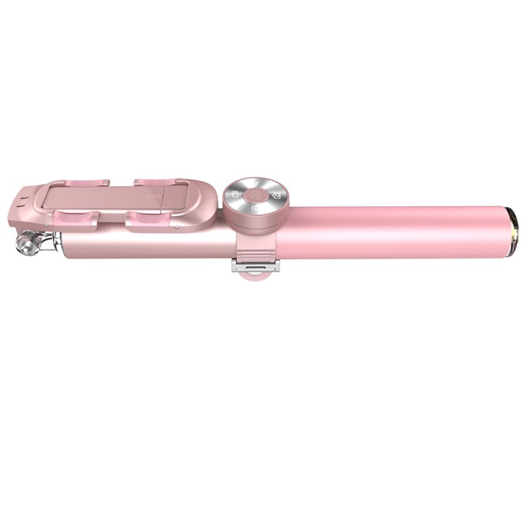 SK08 Leather Extendable Selfie Stick Monopod with Detachable Bluetooth Remote Shutter for iOS Android Phones - Pink-3