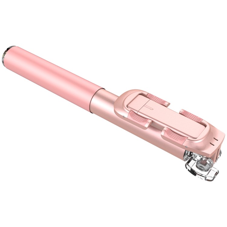 SK08 Leather Extendable Selfie Stick Monopod with Detachable Bluetooth Remote Shutter for iOS Android Phones - Pink-4