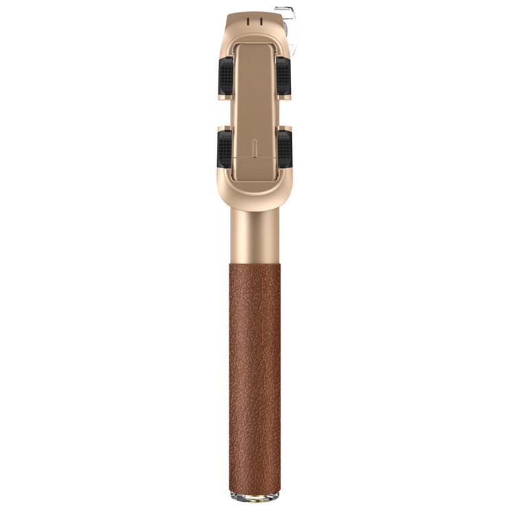 SK08 Leather Extendable Bluetooth Selfie Stick Self-Portrait Monopod with Detachable Remote Shutter for iOS Android Phones - Gold Color-2