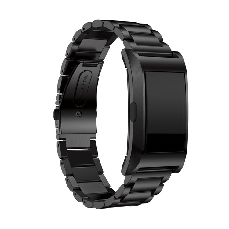 Stainless Steel Watch Band Strap with Metal Frame for Fitbit Charge 2 - Black-2
