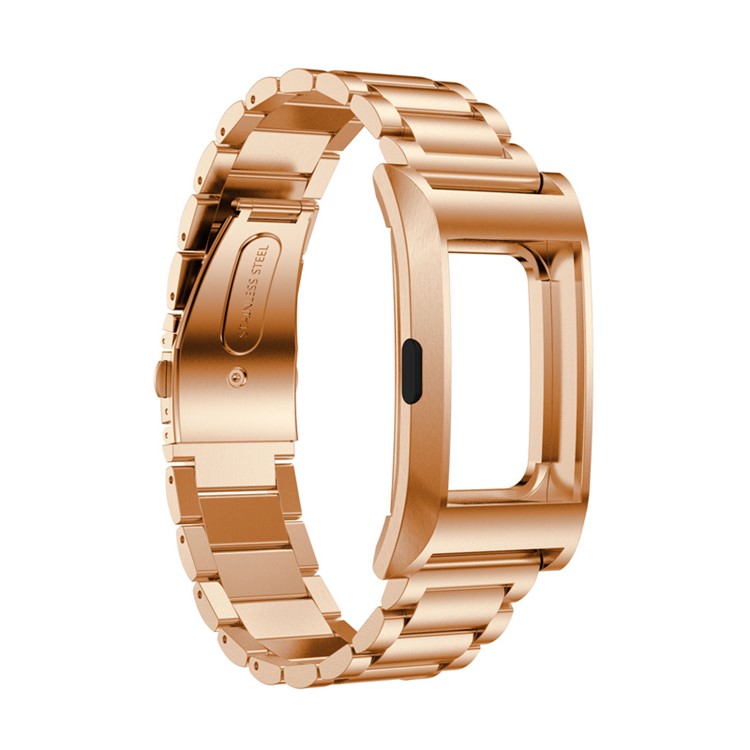 Stainless Steel Watchband Wrist Strap with Metal Frame for Fitbit Charge 2 - Rose Gold Color-1