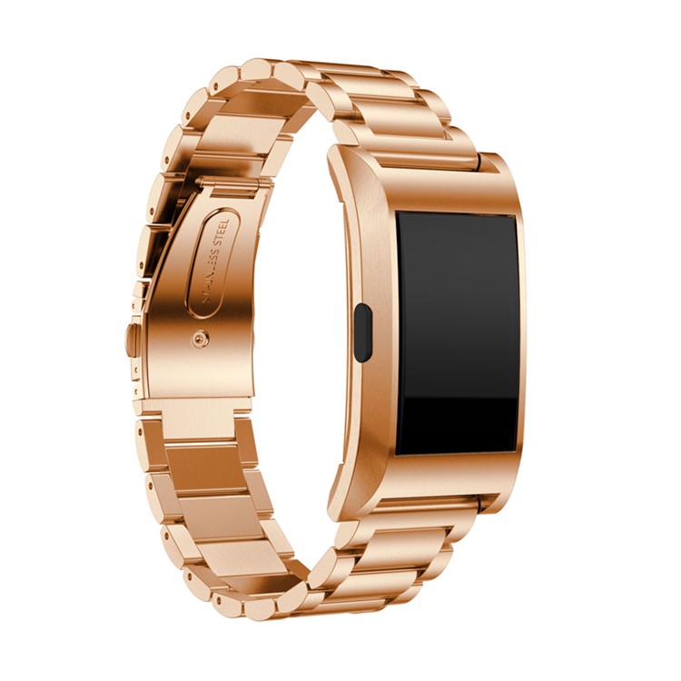 Stainless Steel Watchband Wrist Strap with Metal Frame for Fitbit Charge 2 - Rose Gold Color-2