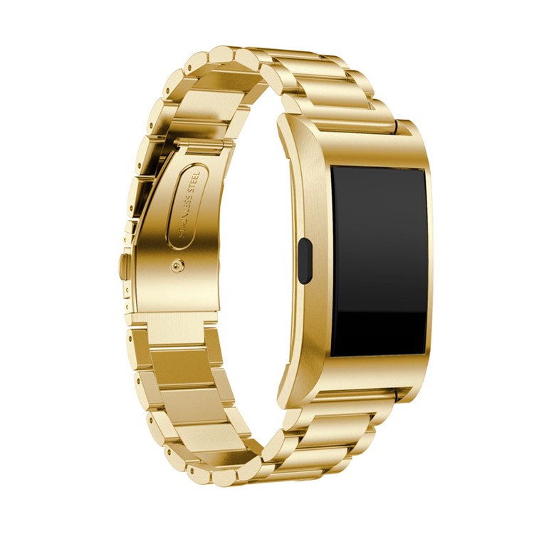 Stainless Steel Watch Strap Wristband with Metal Frame for Fitbit Charge 2 - Gold Color-2