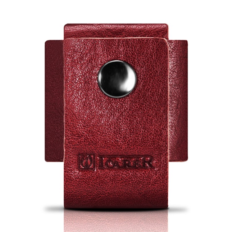 ICARER Vegetable Tanned Leather Charger Holder Case with Cable Winder Design - Wine Red-2