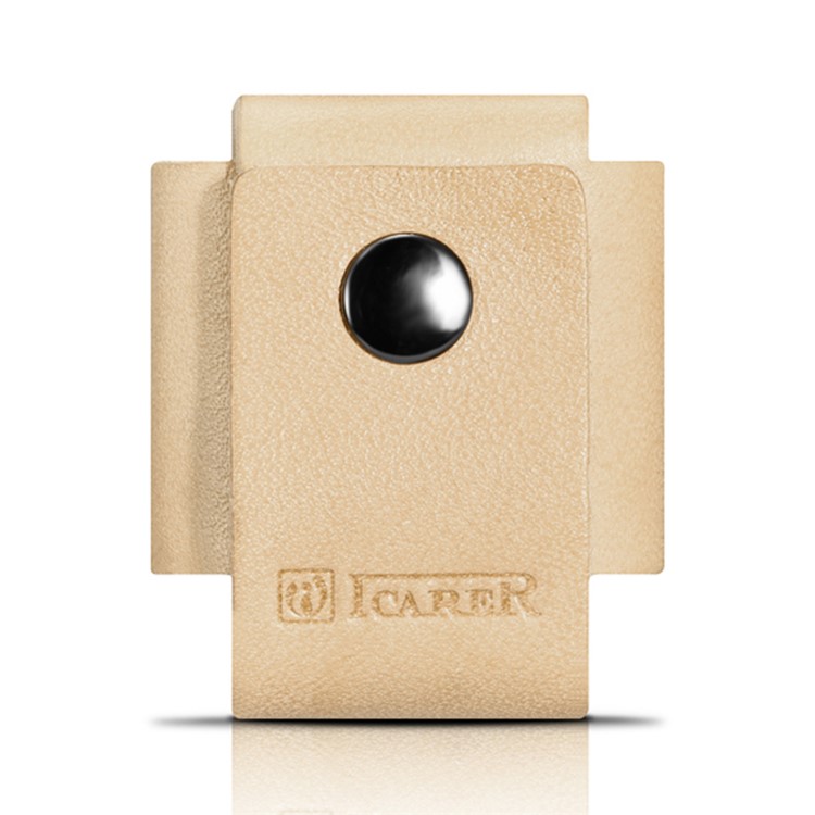 ICARER Vegetable Tanned Leather Charger Holder Cover with Cable Winder Design - Beige-2