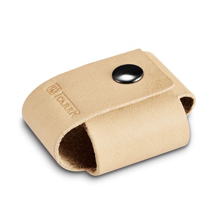 ICARER Vegetable Tanned Leather Charger Holder Cover with Cable Winder Design - Beige-3