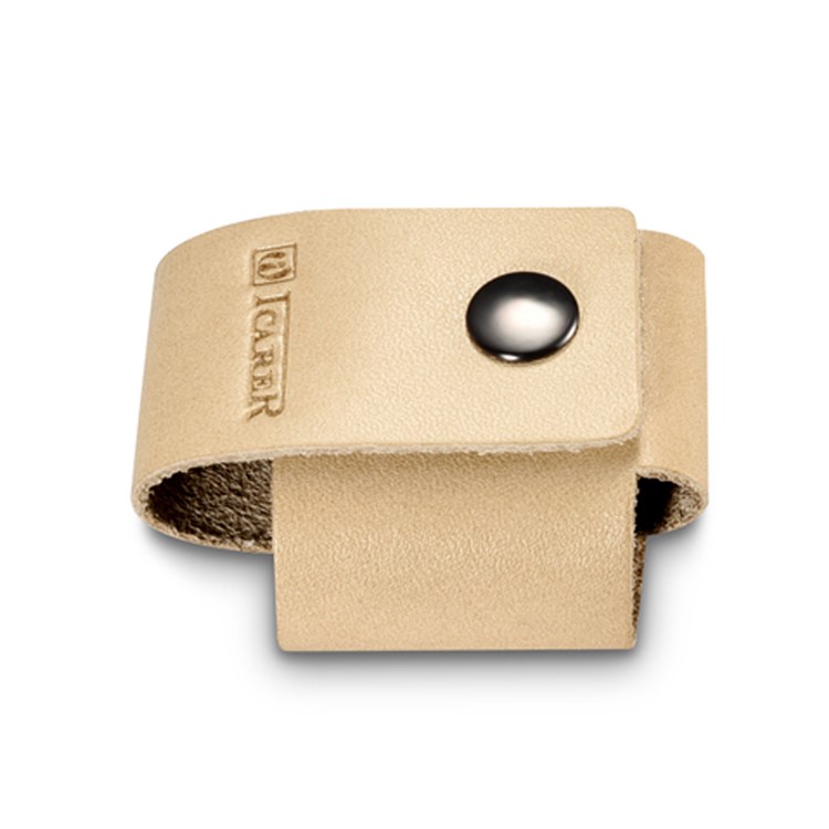 ICARER Vegetable Tanned Leather Charger Holder Cover with Cable Winder Design - Beige-8