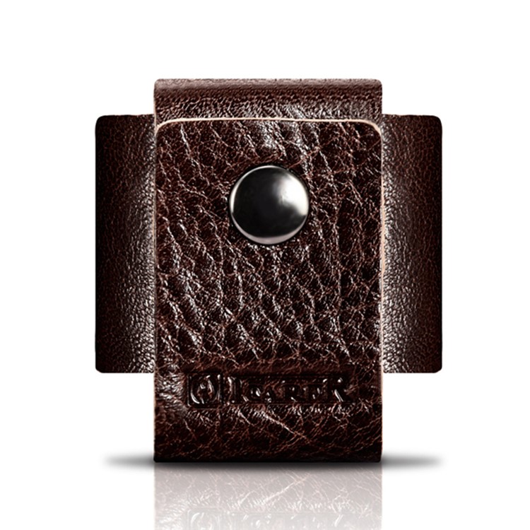 ICARER Vegetable Tanned Leather Adapter and Cable Storage Case - Coffee-2
