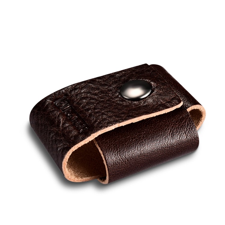 ICARER Vegetable Tanned Leather Adapter and Cable Storage Case - Coffee-3