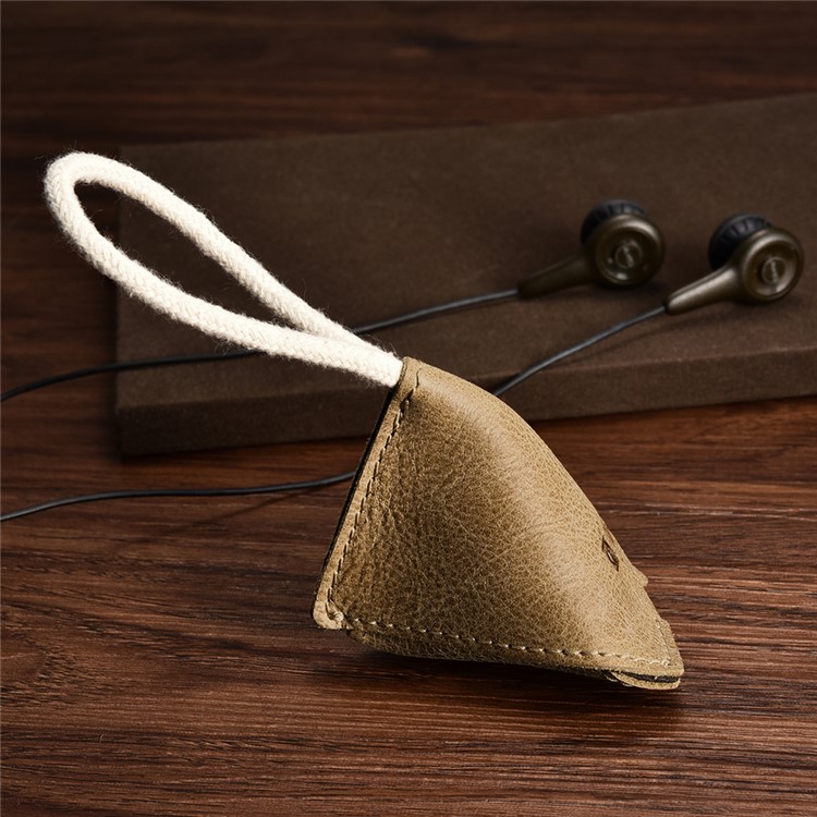 ICARER Shenzhou Series Genuine Leather Earphone Storage Bag - Brown-6