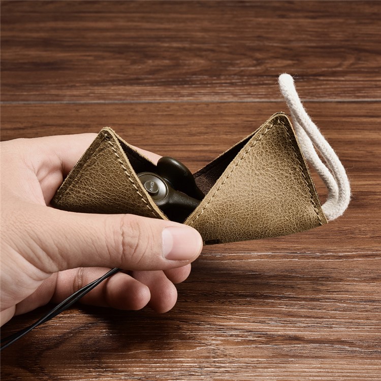 ICARER Shenzhou Series Genuine Leather Earphone Storage Bag - Brown-7