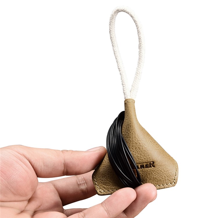 ICARER Shenzhou Series Genuine Leather Earphone Storage Bag - Brown-9