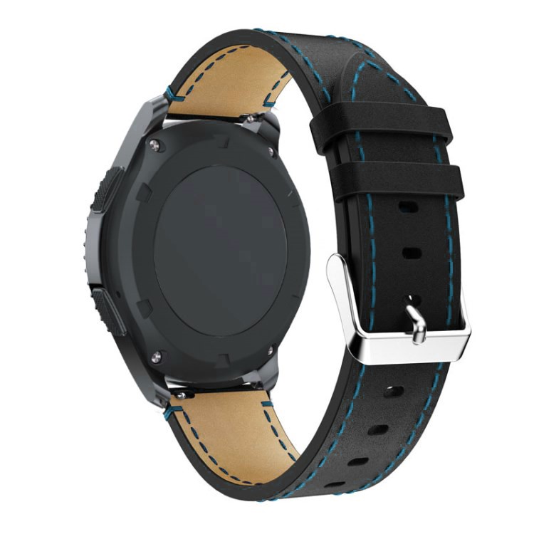 Genuine Leather Watch Band with Blue Stitch for Samsung Gear S3 Classic / Frontier - Black-2