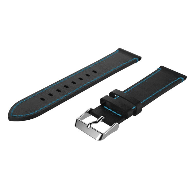 Genuine Leather Watch Band with Blue Stitch for Samsung Gear S3 Classic / Frontier - Black-4