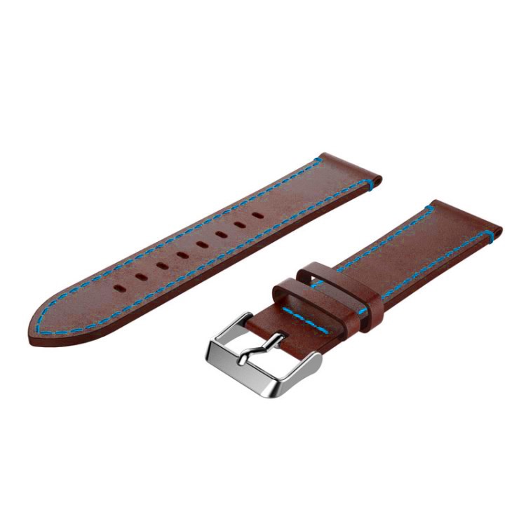 Genuine Leather Watch Strap with Blue Stitch for Samsung Gear S3 Classic / Frontier - Coffee-4