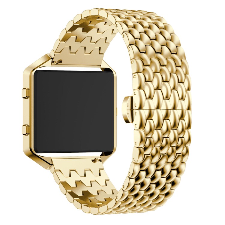 For Fitbit Blaze Classic Watch Band Replacement Stainless Steel Bracelet Strap with Frame - Gold Color-2