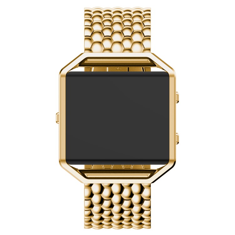 For Fitbit Blaze Classic Watch Band Replacement Stainless Steel Bracelet Strap with Frame - Gold Color-3