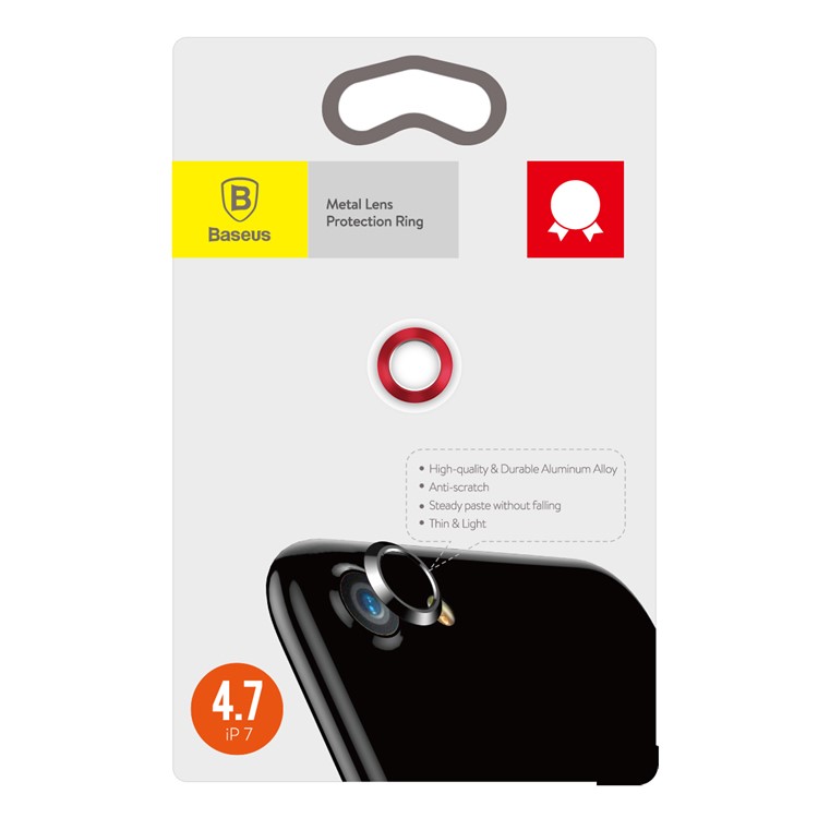 BASEUS Metal Back Camera Lens Ring Cover for iPhone 7 4.7 inch - Red-7