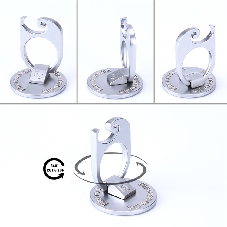 PIERRE CARDIN 3-in-1 Metal Bottle Opener + Kickstand + Finger Grip Ring Holder for Smartphones - Silver Color-13