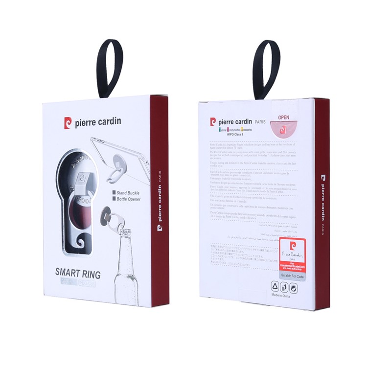 PIERRE CARDIN 3-in-1 Metal Bottle Opener + Kickstand + Finger Grip Ring Holder for Smartphones - Silver Color-18