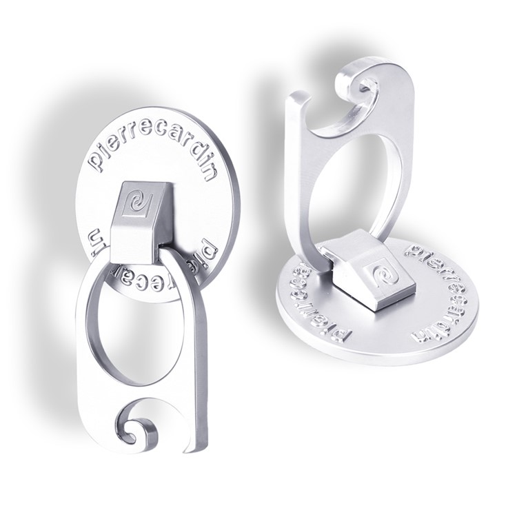 PIERRE CARDIN 3-in-1 Metal Bottle Opener + Kickstand + Finger Grip Ring Holder for Smartphones - Silver Color-3