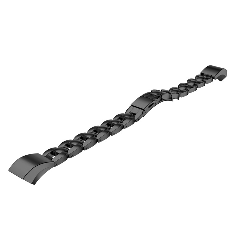 Solid Stainless Steel Link Watch Band Wrist Strap for Fitbit Alta - Black-1
