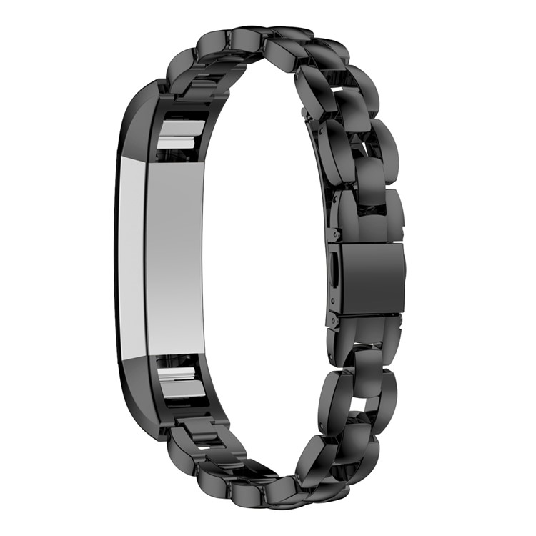 Solid Stainless Steel Link Watch Band Wrist Strap for Fitbit Alta - Black-2