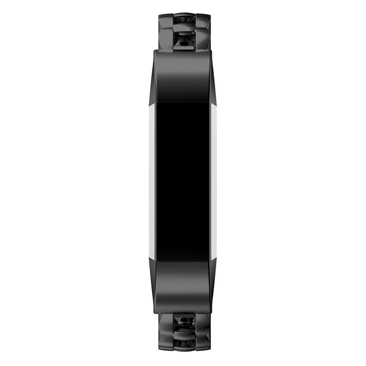 Solid Stainless Steel Link Watch Band Wrist Strap for Fitbit Alta - Black-3
