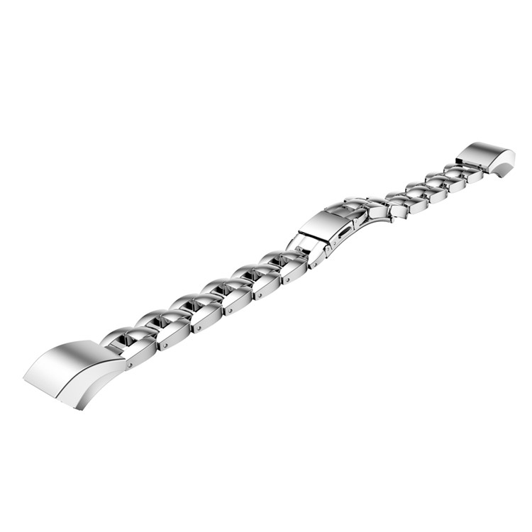 Solid Stainless Steel Link Watch Band with Butterfly Buckle for Fitbit Alta - Silver Color-1