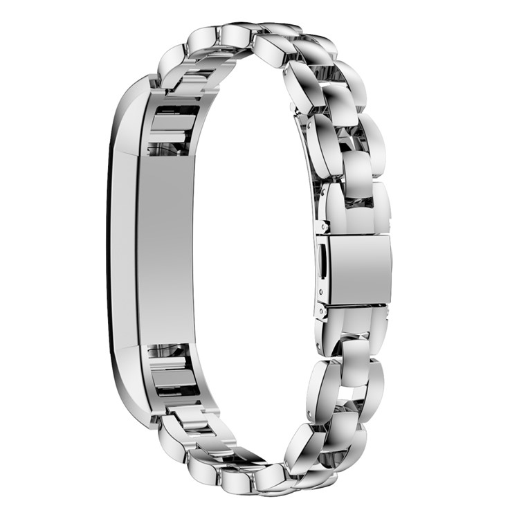 Solid Stainless Steel Link Watch Band with Butterfly Buckle for Fitbit Alta - Silver Color-2