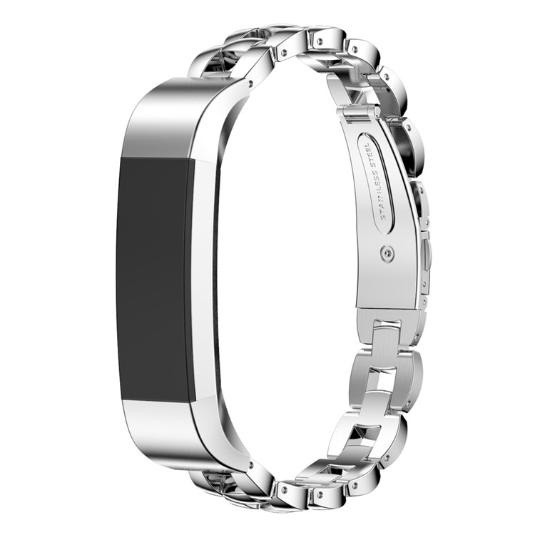 Solid Stainless Steel Link Watch Band with Butterfly Buckle for Fitbit Alta - Silver Color-4