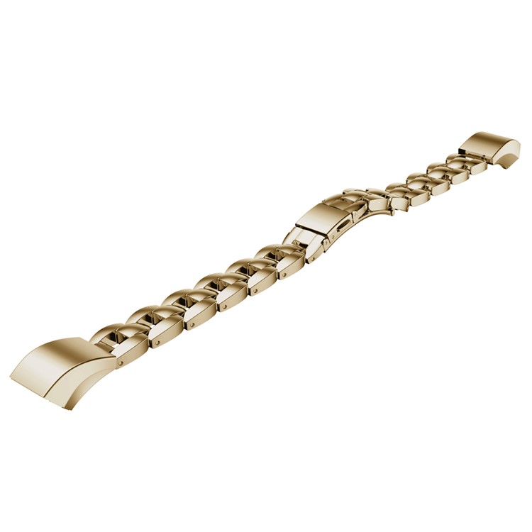 For Fitbit Alta Stainless Steel Solid Link Bracelet Watch Band with Butterfly Buckle - Khaki-1