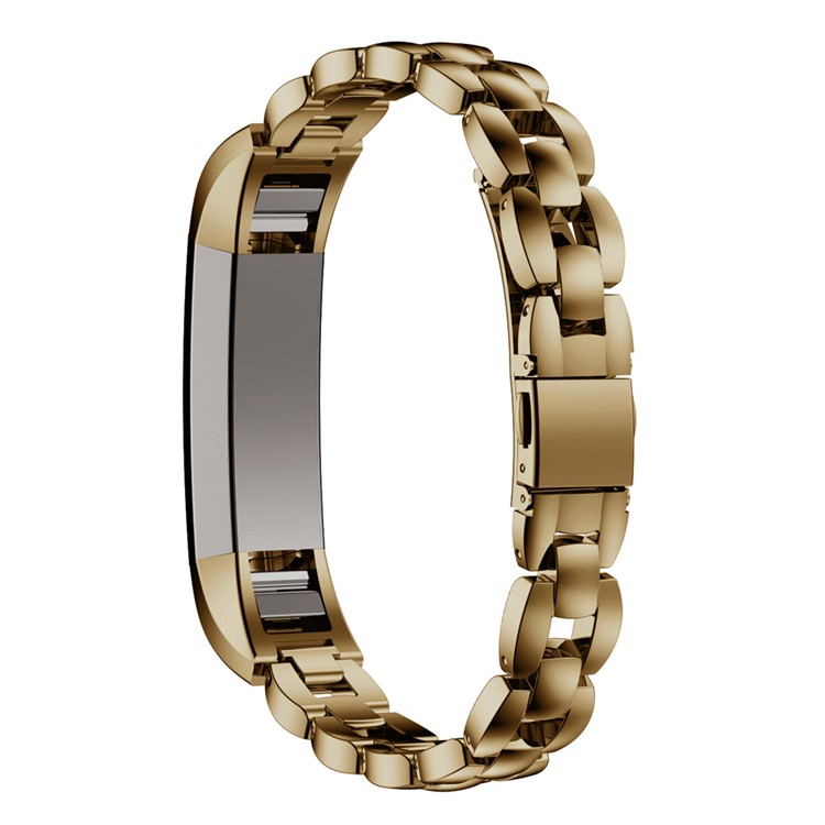 For Fitbit Alta Stainless Steel Solid Link Bracelet Watch Band with Butterfly Buckle - Khaki-2